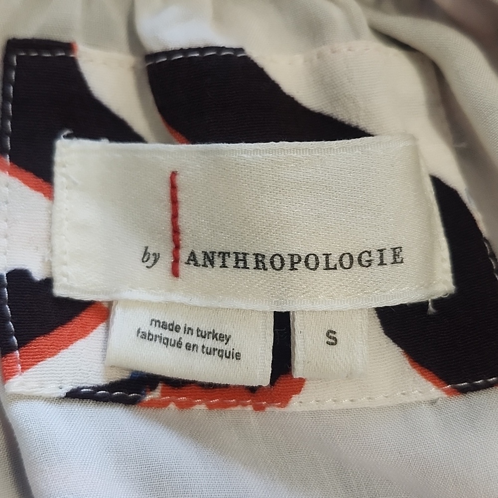 Anthropologie Robin Tiered Brown Orange & White Marble Animal Minidress Small - Picture 7 of 12